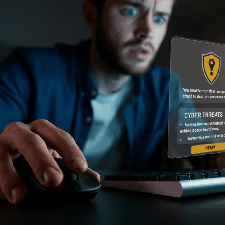 a man worried about cyber threats because of not having a proper firewall solution